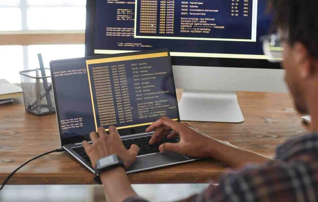 student looking at computer programme