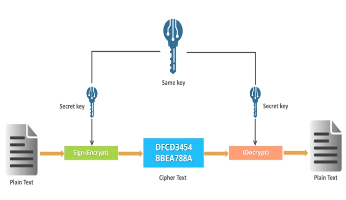 A Symmetric Encryption(Image Credit: edureka.co) 