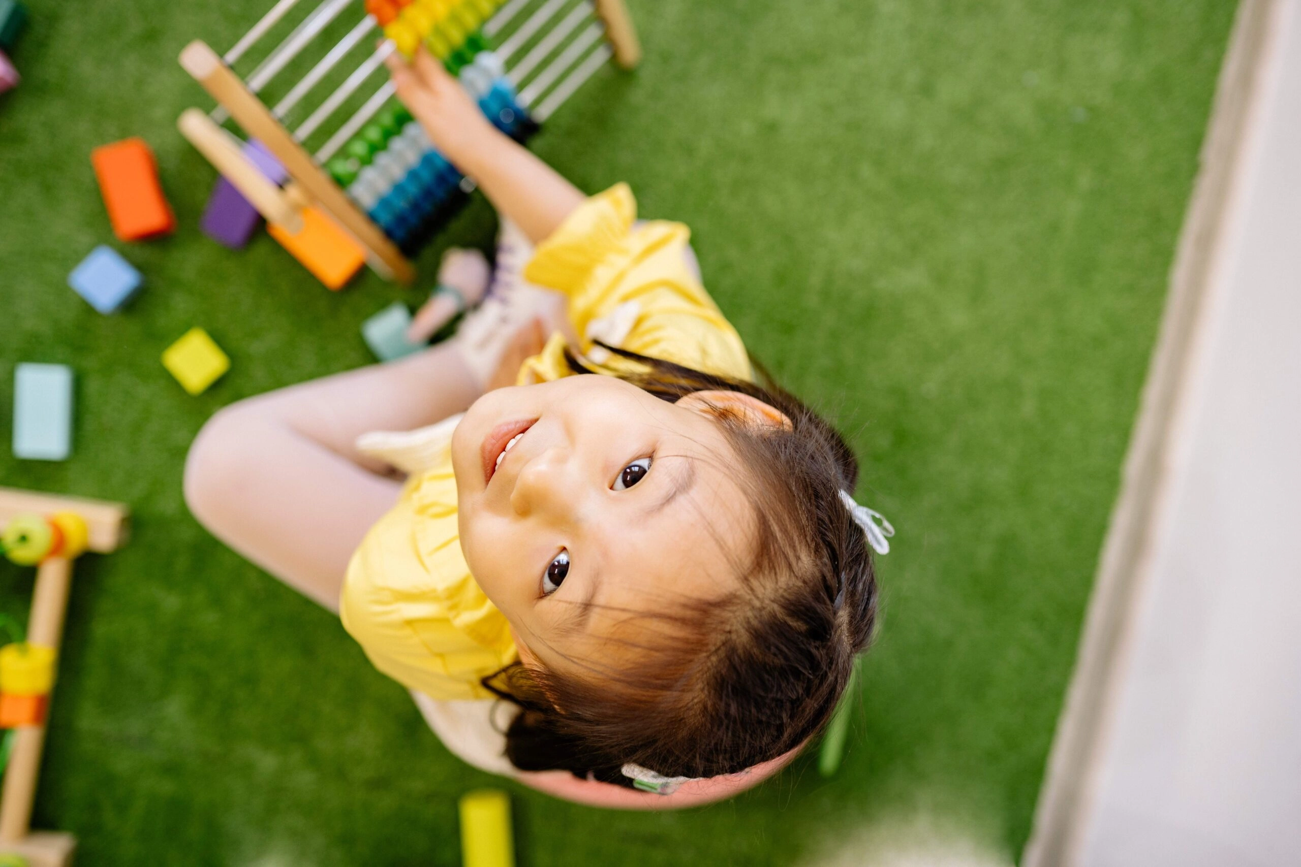 child learning abacus