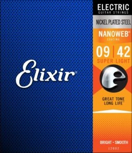  Elixir Strings Electric Guitar Strings w NANOWEB Coating, Super Light (.009-.042)