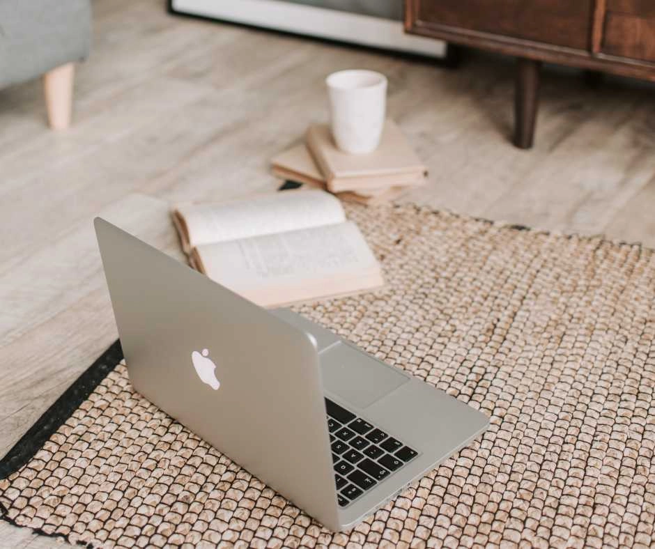 laptop and books