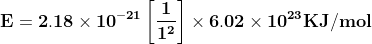 Ionization energy in KH/mol