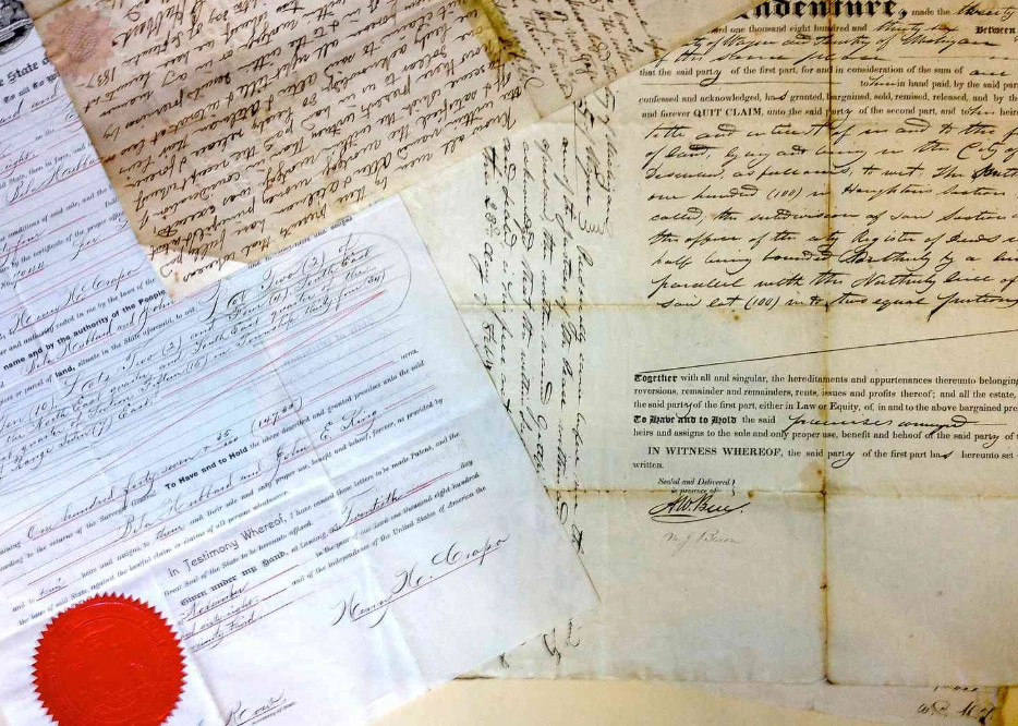 Historiography concept showing historians analyzing historical sources