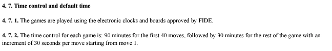 time control rules from FIDE