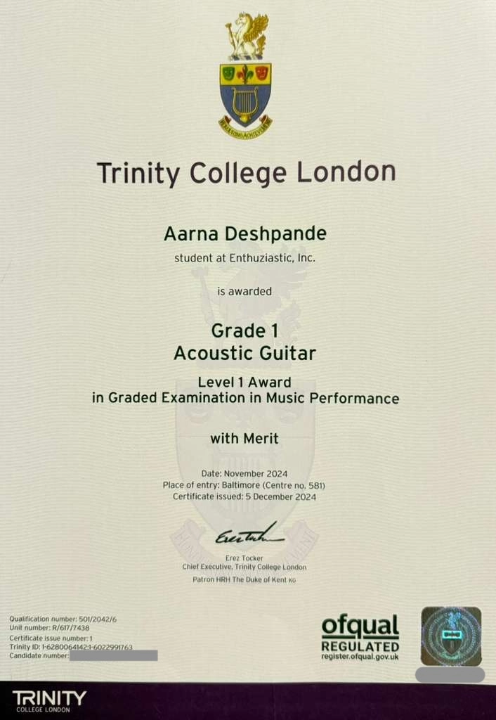 Trinity Guitar Certificate