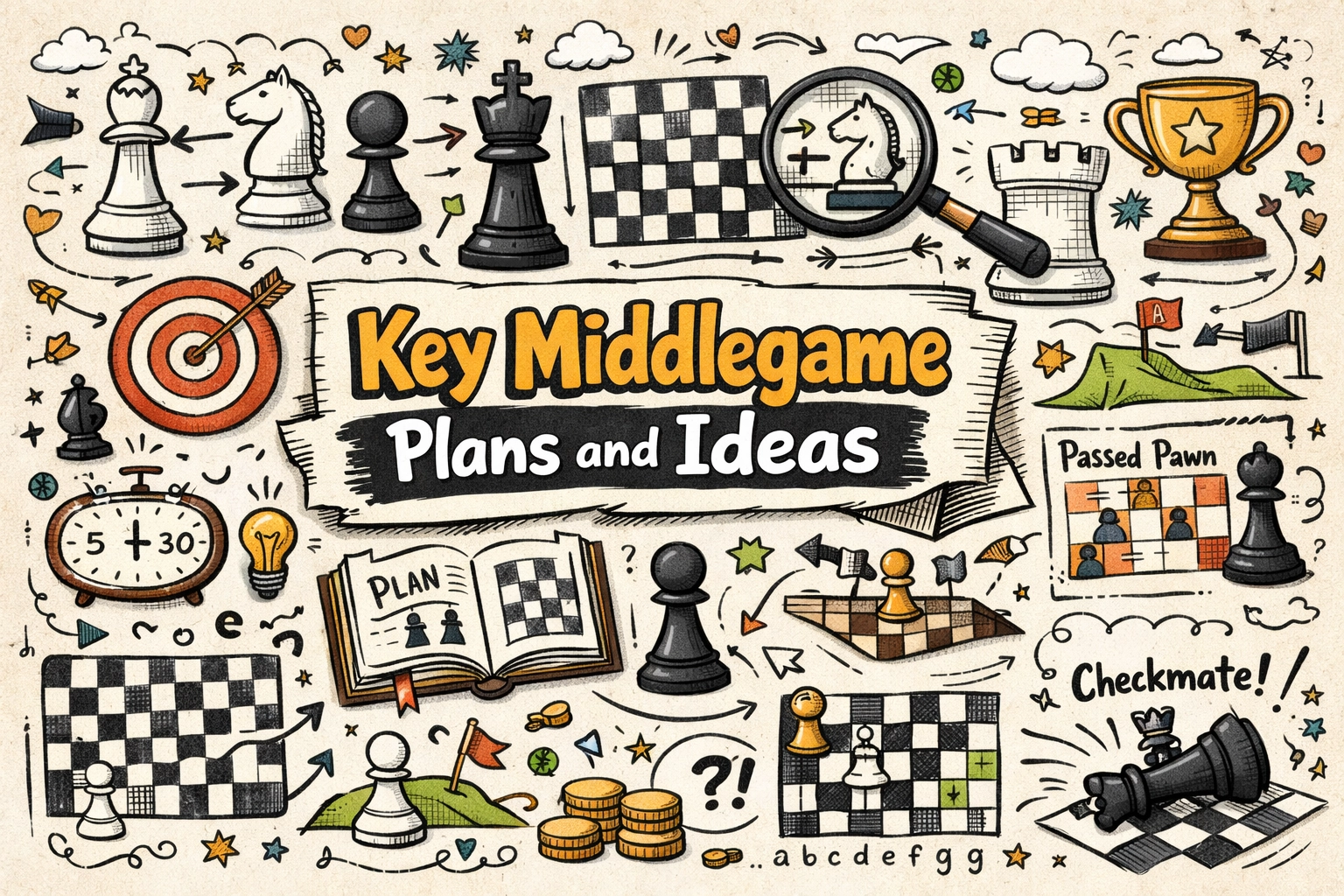 middlegame strategies, game, strategic, chess