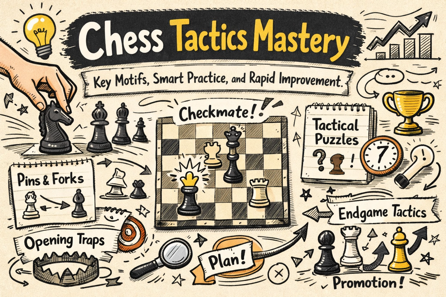 Chess Tactics Mastery: Key Motifs, Smart Practice, and Rapid Improvement