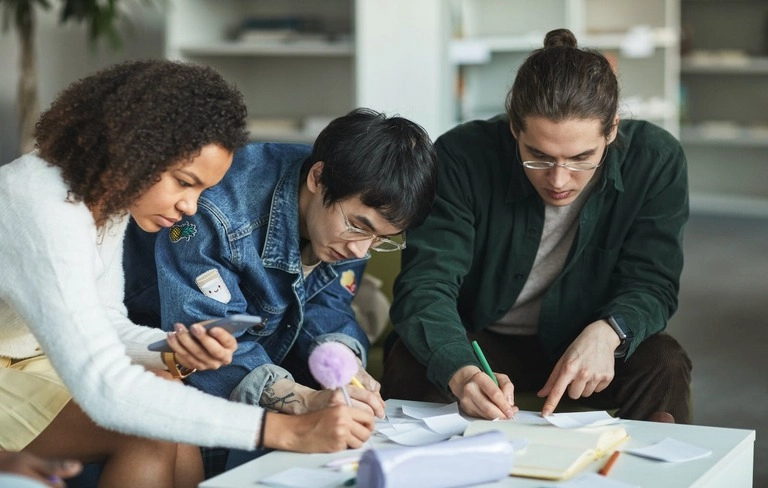 students making notes