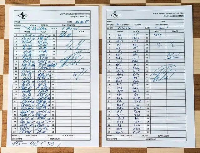 Spassky's score sheet