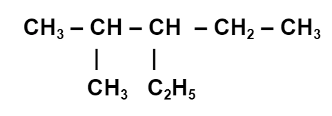 structural formula of 3- Ethyl-2-methyl pentane