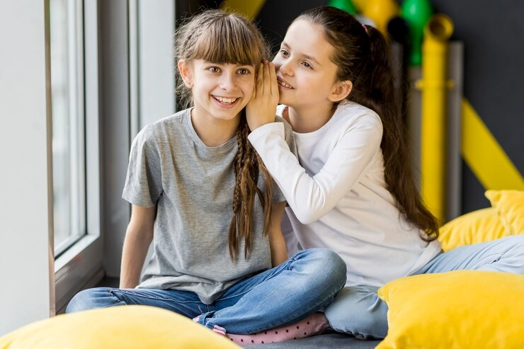 2 girls playing a game