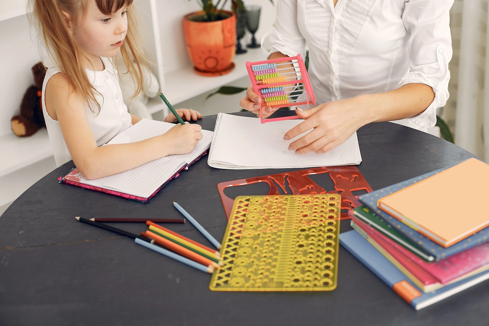 teaching abacus to a child