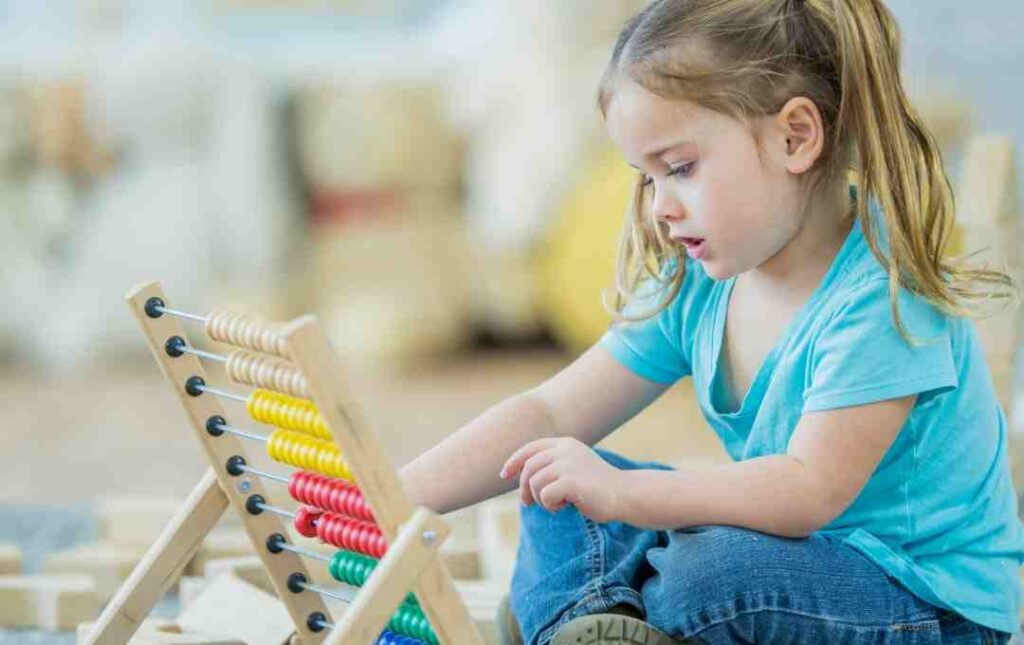 child using abacus